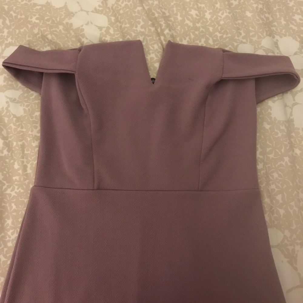 Mauve off the shoulder midi dress